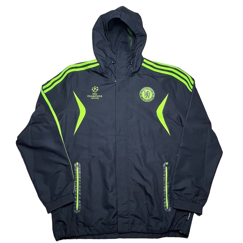 Adidas Chelsea Champions League Hooded Jacket CLIMAPROOF NAVY BLUE Size Large